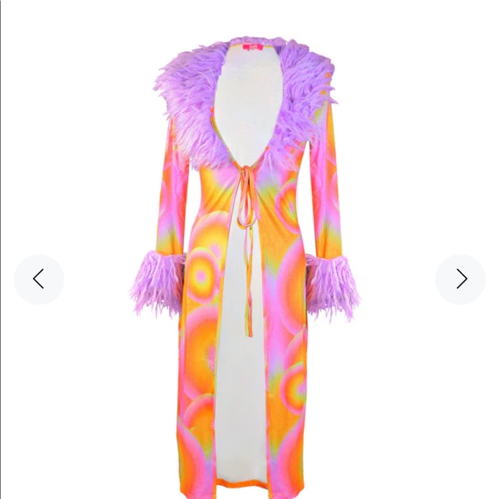 🌸Elsie & Fred Albufeira Jersey Longline Fur trim Coat cardigan 🤩🌸